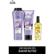 Astraltech Gliss Blonde Perfector Saç Bakım Seti, Mor Şampuan 250 ml + Mor Maske 200 ml + Ultimate Oil Elixir