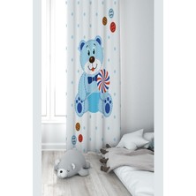 Astraltech Pelangi Beyaz Ayıcık Desenli Dijital Baskı Yıkanabilir Bebek Çocuk Odası Fon Perdesi, Beyaz 140 x 2