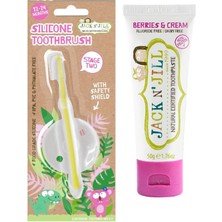 Astraltech Jack N' Jıll Jack N Jill Bebek Diş Fırçalama Seti (Silikon Diş Fırçası + Orman Meyveli Macun 50G)