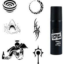 Astraltech Efkar ve Şerit Spray Tattoo Geçici Dövme Seti Dark Siyah Sprey