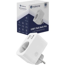 Astraltech Hybrone USB ve Girişli Akım Korumalı Akıllı Priz, Adaptör, 16 Amper, Enerji Izleme, Ço