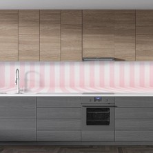 Astraltech Mutfak Tezgah Arası Folyo Fayans Kaplama Folyosu 3D Pembe Çizgiler 60 x 200