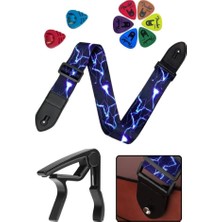 Astraltech Midex SR-11BL-PAK Desenli Gitar Omuz Askısı Metal Capo (2 Pena Kutusu 6 Pena)