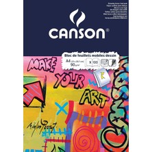 Astraltech Canson Not Defteri, Delikli, A4, 90 G/m², 50 Yaprak, Beyaz