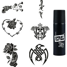 Astraltech Savaş ve Çiçek Spray Tattoo Geçici Dövme Yapma Seti Sprey Dövme Kiti