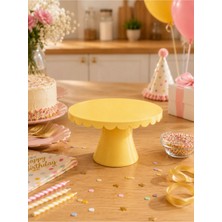 Mazaka Studio Pasta Standı 21 cm Cupcake Standı - Dekoratif Sunum Standı Kurabiye Tatlı Sarı