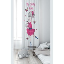 Astraltech Pelangi Beyaz Kedi Seven Kız Desenli Dijital Baskı Yıkanabilir Bebek Çocuk Odası Fon Perdesi, Beyaz