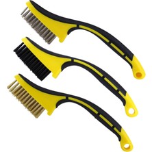 Astraltech Plastik Saplı Metal Çok Amaçlı Temizleme Fırçası 3'lü Set Tel Fırça Kir Pas Kireç Mangal Izgara