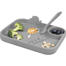 Astraltech Meleni Baby 2'li Silikon Beslenme Seti - 3 Bölmeli Silikon Beslenme Tabağı, Diş Kaşıyıcı Özellikli