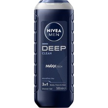 Astraltech Nivea Men Erkek Deep Dimension Banyo ve Duş Jeli 500ML, 3'ü1 Arada Komple Bakım, Vücut Saç ve Yüz 2