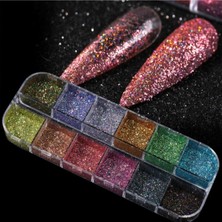 Astraltech 12'li Glitter Sim Seti Makeup Nail Art Resin Art Kalıcı Oje Protez Tırnak Süsleme Göz Makyajı, Hbsu
