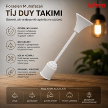 Lufern Isıya Dayanıklı Tij Duy Takımı E27 Uyumlu Porselen Muhafazalı Ev Iş Yeri Avize Lambader Ampul