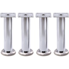 Astraltech Tablalı Krom 4 Adet Metal 15 cm Gümüş Mobilya Ayağı Koltuk Kanepe Dayanıklı Tv Ünite Ayağı Ayakları
