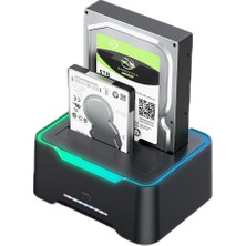 Astraltech Primex PX-2900 Sata 2.5/3.5 Inç HDD SSD Docking Station, USB 3.0 Çift Slot Harici Disk Okuyucu, Rgb