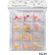 Astraltech Fontenay Charm 3D Tırnak Süsleme, Protez Tırnak Nail Art Süsleme, Karışık Desenli, Çok Renkli