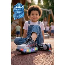 Nstil Unisex Yetişkin Çocuk Spor Ayakkabı Akıllı Bağcıklı Çıkarılabilen Patenli Işıklı Sneaker 003