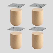 Astraltech Bohem 10 cm Doğal Ahşap 4 Adet Ayak Boyasız Ham Silindir Mobilya Koltuk Kanepe Ayağı Aparat Dahil