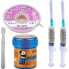 MHM Mechanic Krem Lehim Mechanic Solder Paste 42 gr 138C Lehim Emme Temizleme Teli 2,0 mm ve Metal Spatula SETI01
