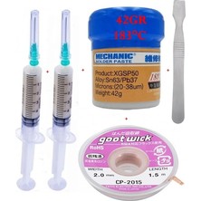 MHM Mechanic Krem Lehim Solder Paste 183°C 42G Lehim Toplama CP-2015 Emme Teli 2 0mm ve Metal Spatula Seti ST03