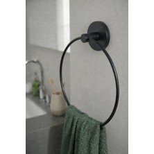 Yuvarlak Halka Banyo Mutfak Havlu Askılığı SIYAH-102