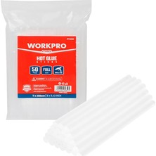 Astraltech Workpro WP432002 11X200MM Sıcak Silikon Tabancası Için 50 Adet Şeffaf Yedek Silikon/mum