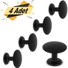 Astraltech BADEM10 Nobel Düğme Çekmece Dolap Kapak Kulpu Kulbu Siyah Metal Daire Kulp (4 Adet)