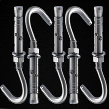 Astraltech BADEM10 Kancalı Çelik Dübel M6 Salıncak Boks Torbası Avize Için Gömlekli Açık Ağız Kanca 5 Adet