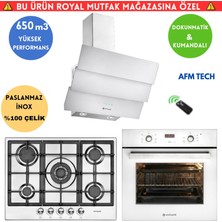 Eminçelik R11 Turbo+Soğutma Dijital Beyaz Ankastre Set (Ao 2163  W60+22 380 Inox Wok+Ch 1455 Rc W60