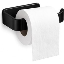 Siyah Lamalı Tuvalet Kağıtlığı, Hem Yapışkanlı Hem Vidalı Montajlı Wc Kağıt Askılığı, Açık Uç Tasarımlı Banyo Tuvalet Kağıdı Tutucu, Mat Siyah Modern Kağıtlık