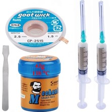 MHM Mechanic Krem Lehim Mechanic Solder Paste 42 gr 138C Lehim Emme Temizleme Teli 2,5 mm ve Metal Spatula SETI03