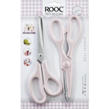 Astraltech Rooc Premium Ergonomik Saplı Çelik Gıdaya Temasa Uygun 2'li Mutfak Makası, Pembe