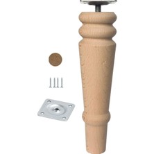 Astraltech Bohem 18 cm Doğal Boyasız Ahşap Ayak Silindir Mobilya Koltuk Kanepe Ayağı Metal Montaj Aparat & Keç