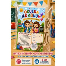 Nostaljik Lezzetler 5 Adet Hatıra Ipi Tebrik Kartı Hediyeli Okulda Ilk Gün Hediye Seti 1. Sınıf-Sene Başı Hatıra Tebrik Kartı Seti