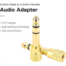 PX-4458 6.3 mm Erkek To 3.5 mm Dişi Jack Adaptörü, 6.35 mm Büyük Jack Erkek 3.5 mm Kulaklık Dişi Ses Çevirici, Mikrofon Amfi Hoparlör Ses Sistemi Dönüştürücü