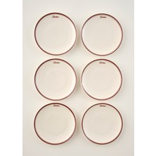 Bella Maison Bonheur Porselen 6'lı Pasta Tabağı Seti Bordo (21 Cm)