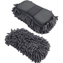 Astraltech Premium Mikrofiber Araba Yıkama Süngeri – Bir Yüzü Makarna, Diğer Yüzü Mop Bezi Gri 1 Adet