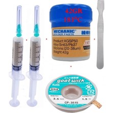 MHM Mechanic Krem Lehim Solder Paste 183°C 42G Lehim Toplama CP-3515 Emme Teli 3,5mm ve Metal Spatula Seti ST03