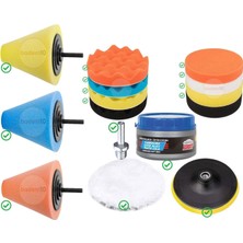 Astraltech Rodex Pasta Cila Matkap Ucu Jant Oto Parlatma Polisaj Süngeri Konik Aparatı Temizlik Seti (6 Parça)