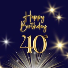 Astraltech 40TH Birthday Guestbook, Dark Blue Cover, Birthday Party, Gold Lettering, Glitter, Suitable For Pol