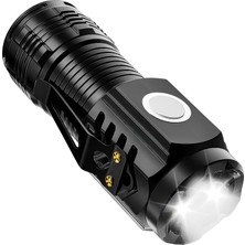 Astraltech Panther Süper Parlak 500 Lümen LED El Feneri | USB Şarjlı, 5 Modlu 3xe Led, Mıknatıslı & Kli