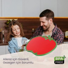 Hobby Life Meyve Şekilli Kesim Panosu ve Sunum Tabağı – Domates ve Limon Tasarımlı, Su Taşmasını Önleyen Kenarlı Doğrama Tahtası (Domates)