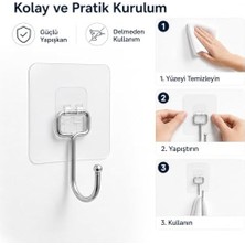 Yapışkanlı Askılık Krom Kaplama, Delmeden Montajlı Banyo ve Mutfak Askısı, Şeffaf Yapışkan Tabanlı Metal Askı, Havlu Bez Anahtar Askılığı(2 Adet Gönderilmektedir)