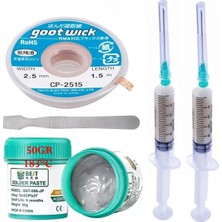 MHM Solder BST-506 Krem Lehim /best 50G Sıvı Lehim ve Flux Lehim Toplama Seti 2,5mm ve Metal Spatula SETI01