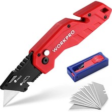 Astraltech Workpro WP211018 Profesyonel Katlanır Çok Amaçlı Rötuş Maket Bıçağı + 10 Adet Yedek Bıçak