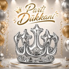 Parti Dükkanı Gümüş Kral Tacı Folyo Balon 78X20 cm Helyum Uyumlu Değil Doğum Günü Parti Süsü
