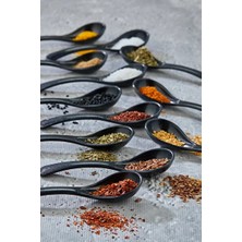 CATEKSSS 24 Adet Siyah Servis ve Baharat Kaşığı - Kahvaltılık Bal Kaşığı Şeker Reçel Servis Kaşığı Plastik Si