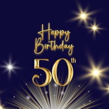 Astraltech 50TH Birthday Guestbook, Dark Blue Cover, Birthday Party, Gold Lettering, Glitter, Suitable For Pol