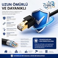 PX-5212 2 Metre Cat8 Ethernet Kablosu, 10GBPS Yüksek Hızlı RJ45 Ağ Kablosu, S/ftp 600MHZ Gaming Modem Router Switch Patch Internet Kablosu
