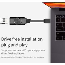 A4677 USB 2.0 Ses Kartı 7.1 Kanallı Pc ve Laptop Için Pubg Oyun Harici Ses Kartı 3.5mm-Kulaklıkla Tak ve Çalıştır Mikrofon Jakları Ses Kontrolü Mikrofon Oyunları Ses Efekti Yükseltme Adaptörü