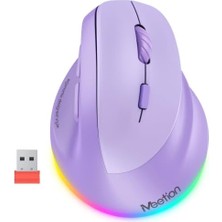 Meetıon Ergonomik Fare, Kablosuz Dikey Fare Rgb Arkadan Aydınlatmalı Şarj Edilebilir Fare, Bluetooth (5.2 + 3.0) ve Usb-A Usb-C Adaptörlü 4 Ayarlanabilir Dpı Uyumlu Mac/windows/andriod/pc/tablet/ipad